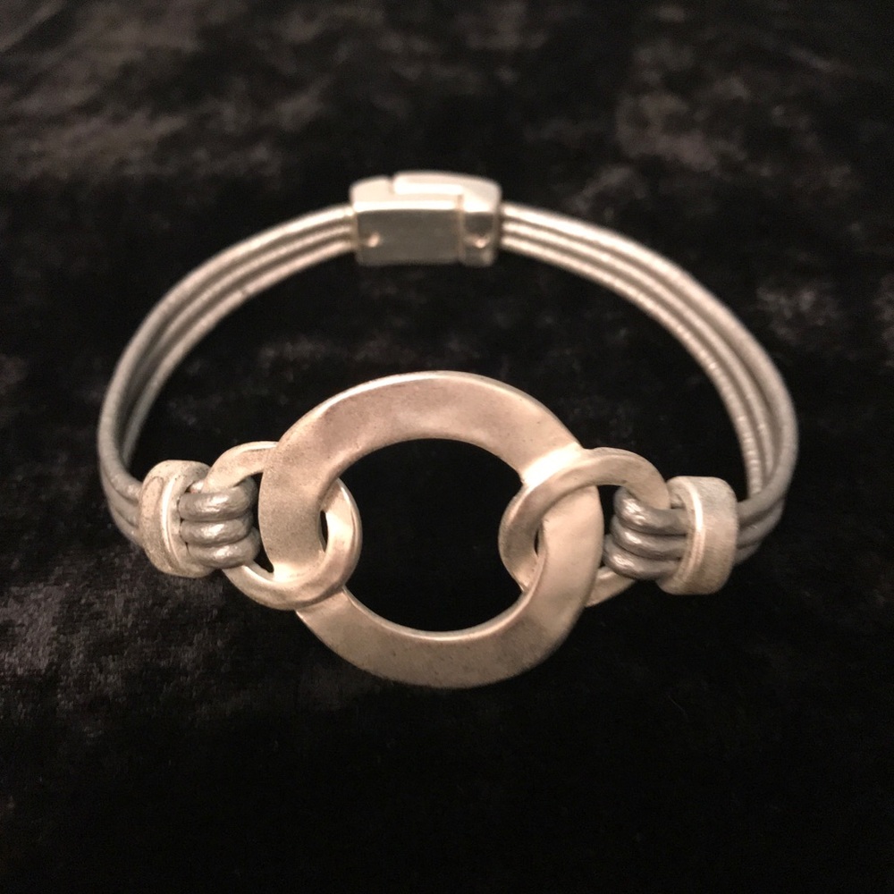 Silvertone Hammered Mod Bracelet